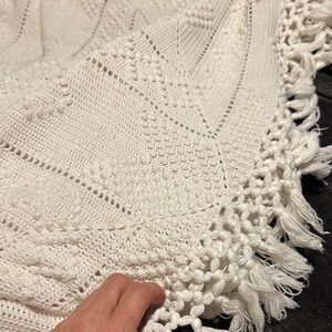 Elegant White Antique Chenille Coverlet